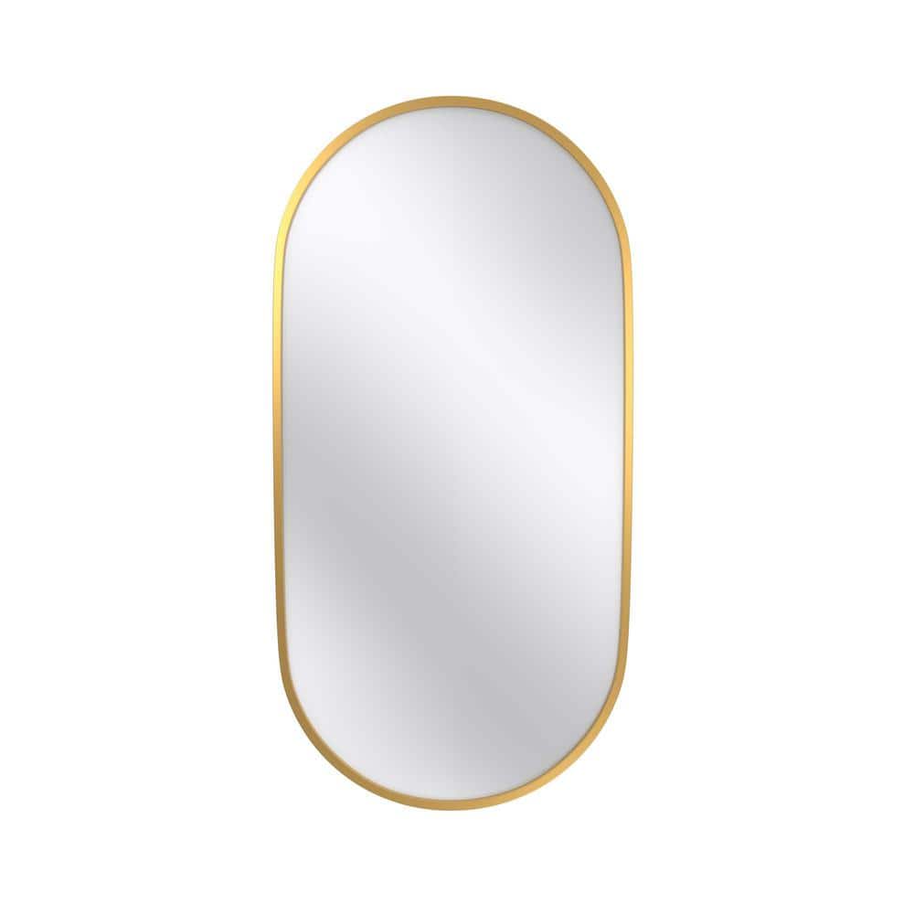 Modern 36 in. W x 18 in. H Oval Framed Wall Bathroom Vanity Mirror in Gold,