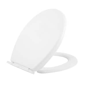 Removable Round Bowl Closed Front Toilet Seat in White with Soft closing Function and Nonslip Grip-Tight