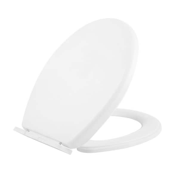 Tatayosi Removable Round Bowl Closed Front Toilet Seat in White with Soft closing Function and Nonslip Grip-Tight