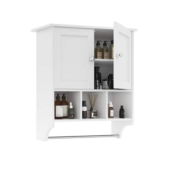 27.5 in. W x 23.8 in. D x 7.8 in. H Bathroom Storage Wall Cabinet in White