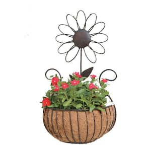 Metal Daisy Wall Basket with Coco Liner