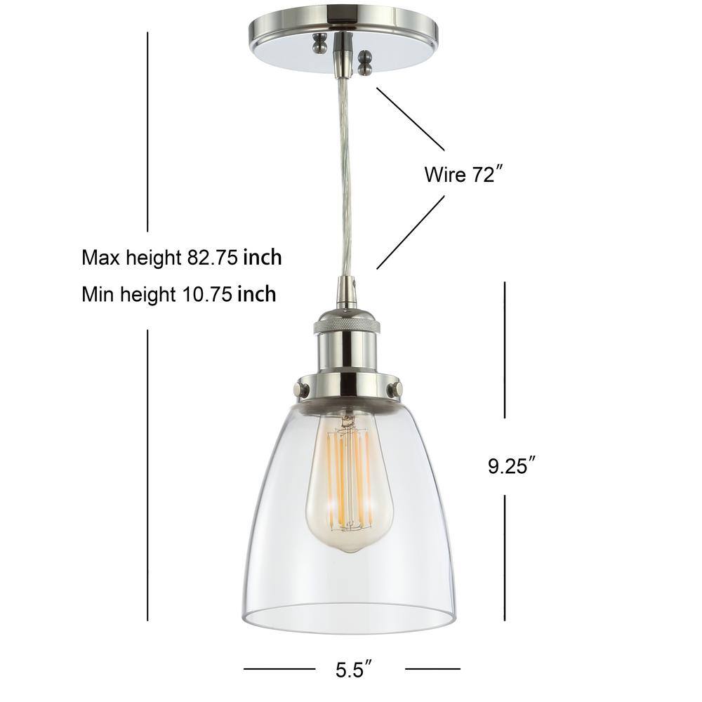 Cleo 5.5" Chrome Glass LED Adjustable Pendant Light