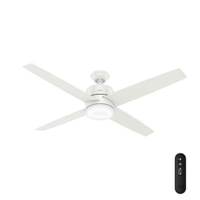 Hunter Advocate 54 In Integrated Led Indoor Fresh White Low Profile Smart Ceiling Fan With Light And Remote Control 59371 - Modern Ceiling Fan No Light Low Profile