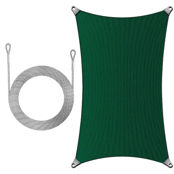 Super Ring 22 ft. x 22 ft. Sun Shade Sail with Cable-Green