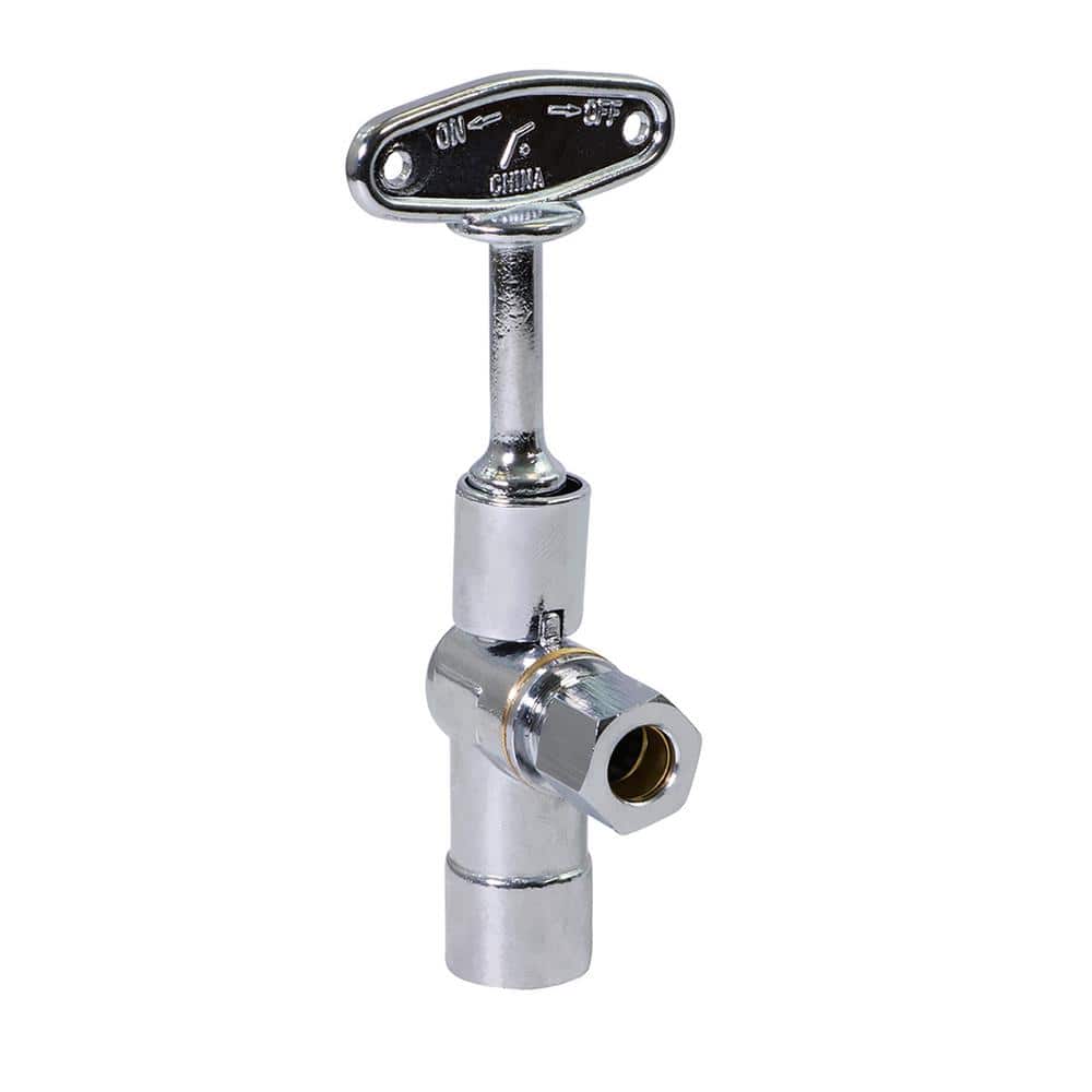 1/2 in. SWT x 3/8 in. COMP Angle Water Supply Stop Valve with Quarter Turn Loose Key; Lead Free Chrome Brass (2-Pack) -  The Plumber's Choice, QLKAS91212-2