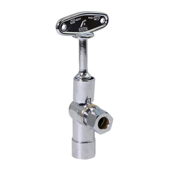 1/2 in. SWT x 3/8 in. COMP Angle Water Supply Stop Valve with Quarter Turn Loose Key; Lead Free Chrome Brass (2-Pack)