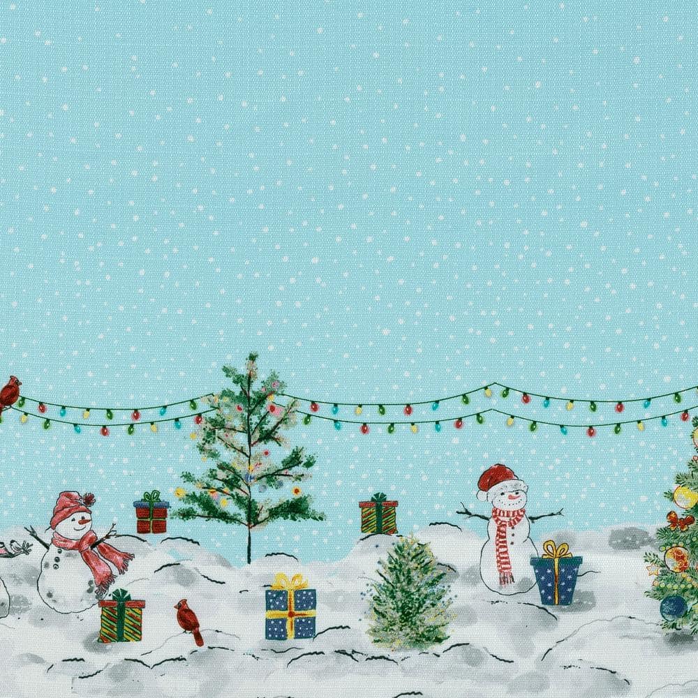 Holiday Wonderland Blue Semi-Sheer Rod Pocket Valance 54" x 14"