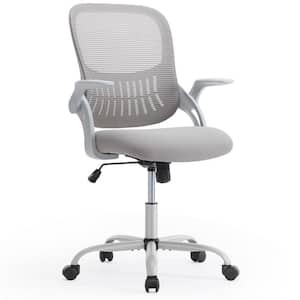 Mesh Back Ergonomic Computer Office Chair 360° Wheels in Grey with Lumbar Support and Comfy Flip-up Arms