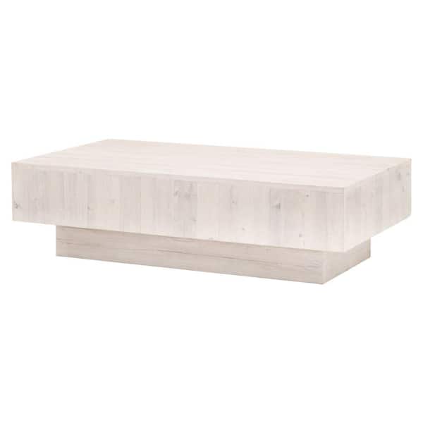 Benjara 29.75 in. White Rectangle Wood Top Coffee Table
