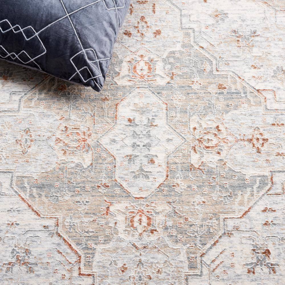 Lustrous Blue & Beige Round Viscose Area Rug, 6'7"