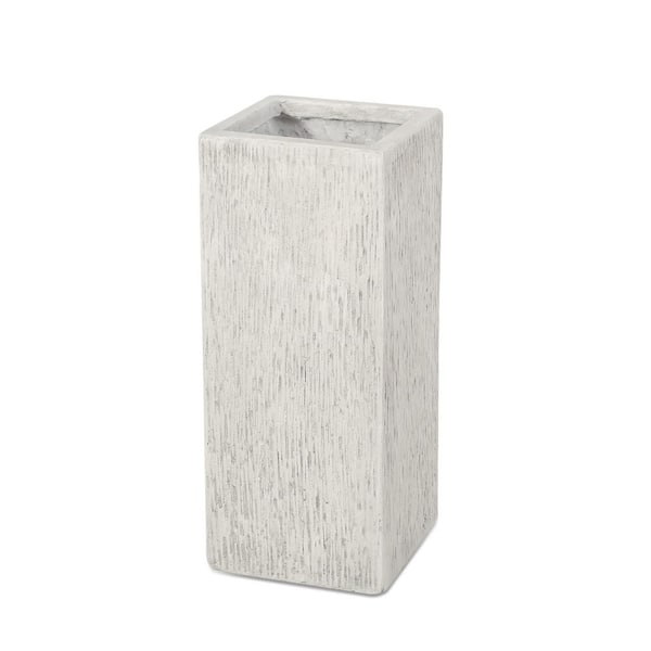 Avex Antique White Indoor/Outdoor Composite Planter Garden Pots (8 in. L x 8 in. W x 20 in. H)