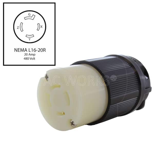 AC WORKS NEMA L16-20R 3-Phase 20A 480V 4-Prong Locking Female