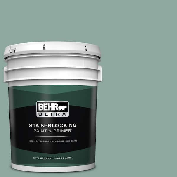 BEHR ULTRA 5 gal. #S430-4 Green Meets Blue Semi-Gloss Enamel Exterior Paint & Primer