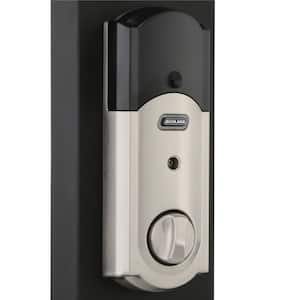 Camelot Satin Nickel Electronic Connect Smart Deadbolt with Alarm - Z-Wave Plus Enabled