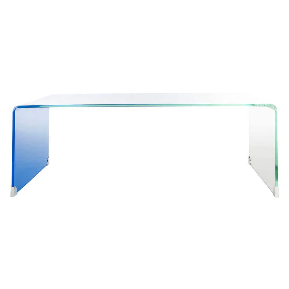 Crysta 47'' Blue Ombre Rectangular Glass Coffee Table