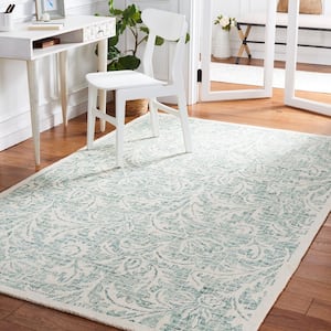 Micro-Loop Grey/Ivory 5 ft. x 5 ft. Floral Striped Square Area Rug
