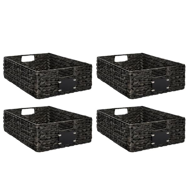 Unbranded Black 12 in. x 5 in. Polyethylene Decorative Basket Set of 4 with Chalkboard and Marker