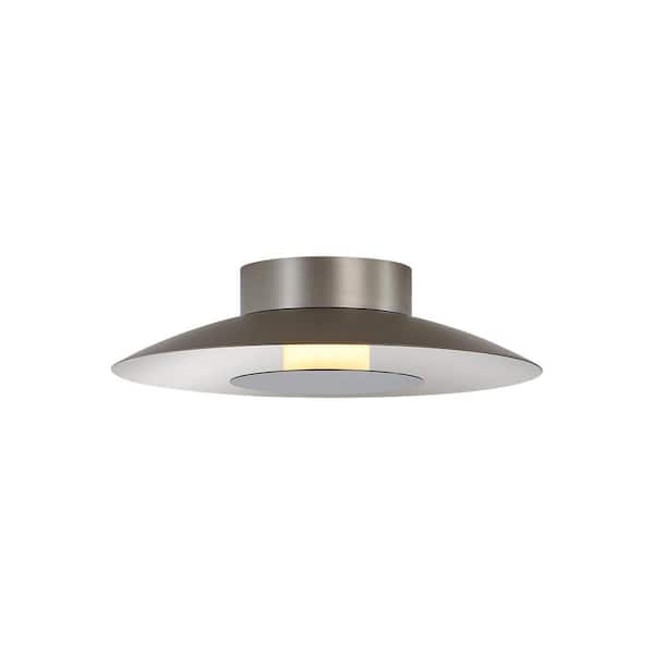 Golden Lighting - Luma 11.75 in. 12-Watt Soft Modern Sand Nickel Integrated LED Flush Mount with Graphite Shade