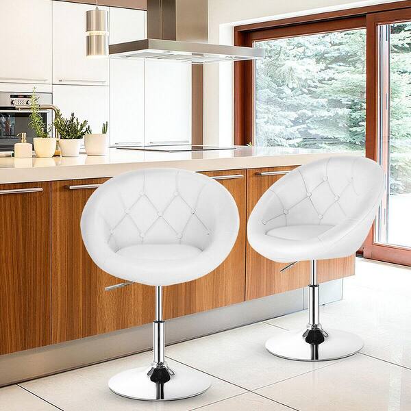Gymax 36 In Swivel Bar Stools Low Back, Round Metal Swivel Bar Stools With Backs