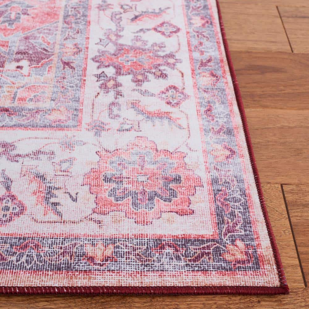 Tucson Square Rust Beige Easy-Care Synthetic Area Rug