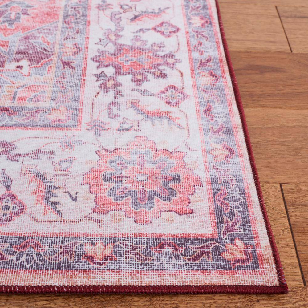 Rust and Beige 8' x 10' Machine Washable Synthetic Area Rug