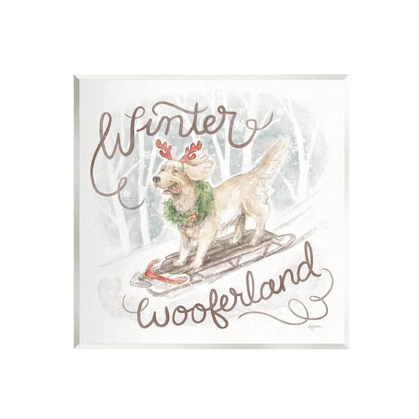 Stupell Industries Winter Wooferland Dog by Mary Urban 1-Piece Unframed Graphic Print Animal Poster Art Print 12 in. x 12 in.