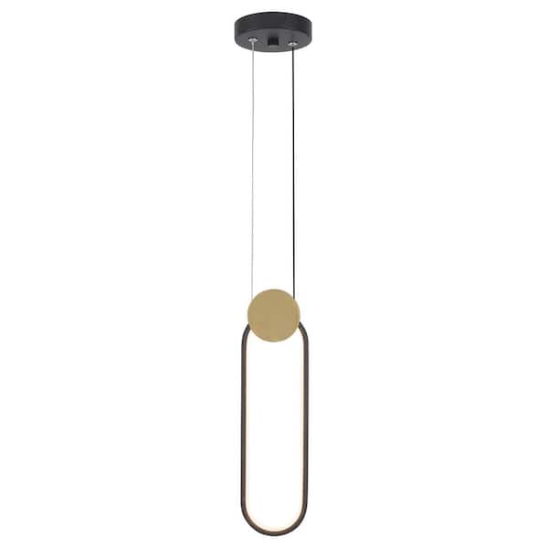 1-Light Gold Elliptic Hanging Ring LED Pendant Light Chandelier Lighting for Kitchen Island
