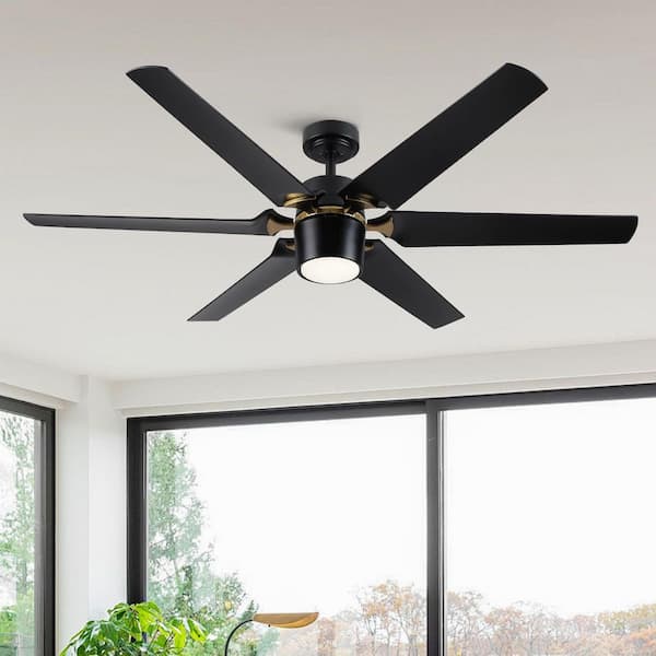Splenda 60 in. Indoor Black and Gold Ceiling Fan with Light, Reversible DC Motor and Remote Control