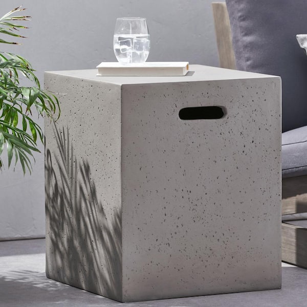 ToolCat Light Gray MGO Concrete Outdoor Patio Tank Holder Side Table Fire Pit Cover