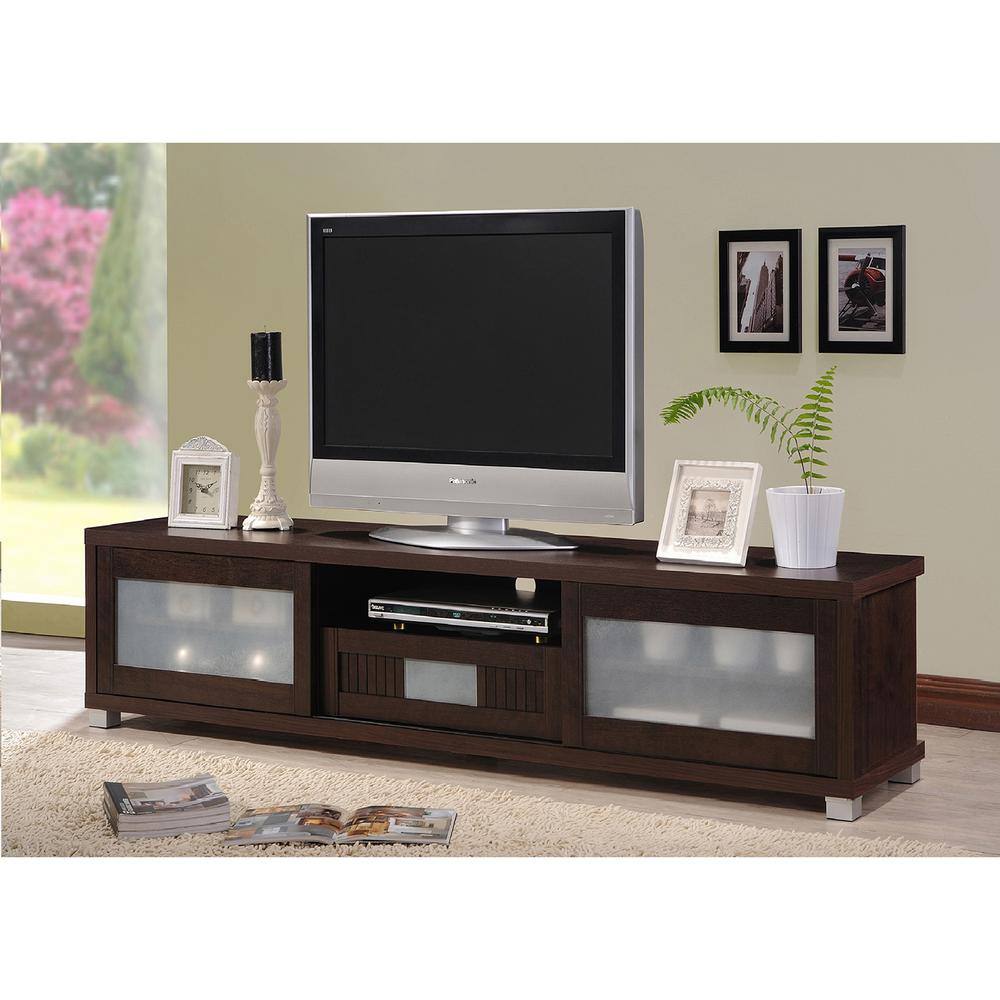 Espresso 73'' Modern Media Console with Cabinet Storage