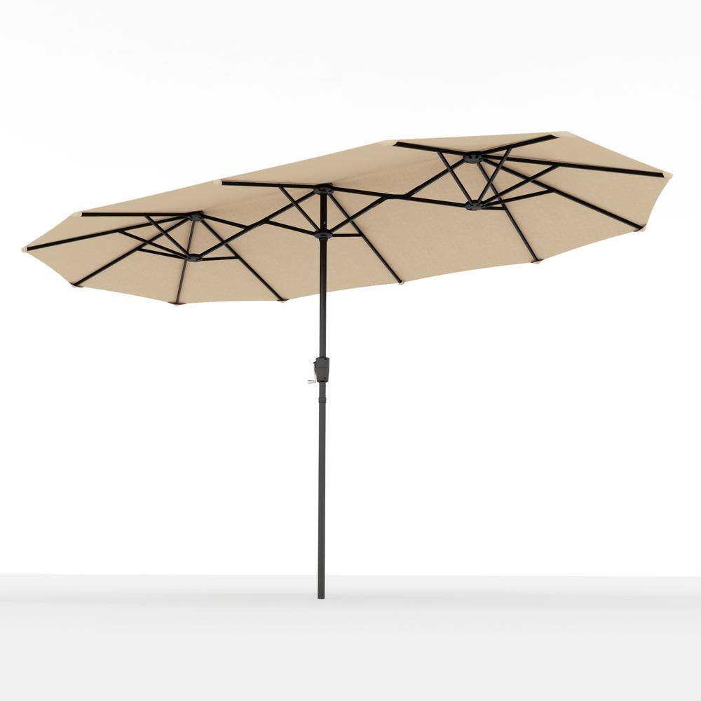 PHI VILLA 13 ft. Market Patio Umbrella 2-Side in Beige THD-E02GM010M-2 ...