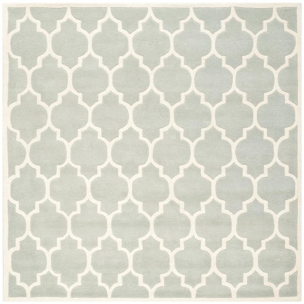 SAFAVIEH Chatham Grey/Ivory 7 ft. x 7 ft. Square Area Rug