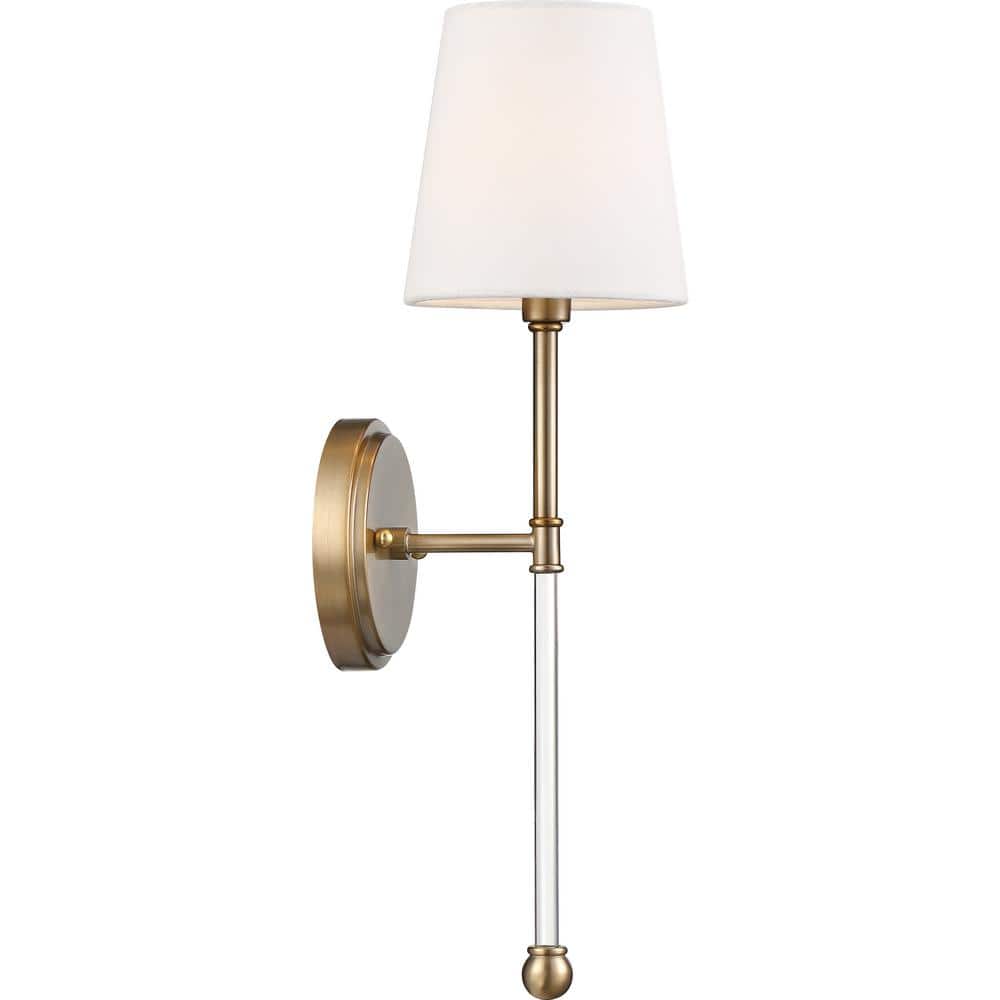 Olmstead Bronze and White Linen Wall Sconce
