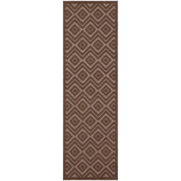 Versatile Brown 2 ft. x 6 ft. Diamond Contemporary Runner Indoor Area Rug