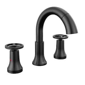 Trinsic 8 in. Widespread Double-Handle Bathroom Faucet with Pull-Down Spout in Matte Black