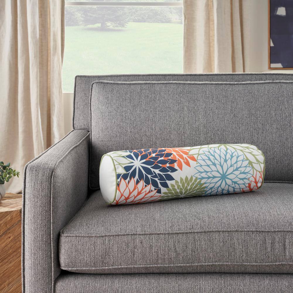 Aloha Multicolor Floral 6" x 20" Outdoor Bolster Pillow