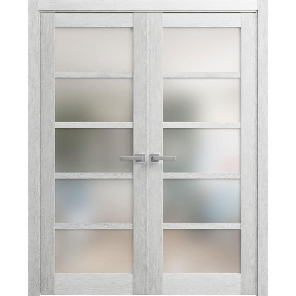 84 in. x 80 in. 2 Panel Light Grey Oak Finished MDF Sliding Door with Hardware price history on PriceWatchPro