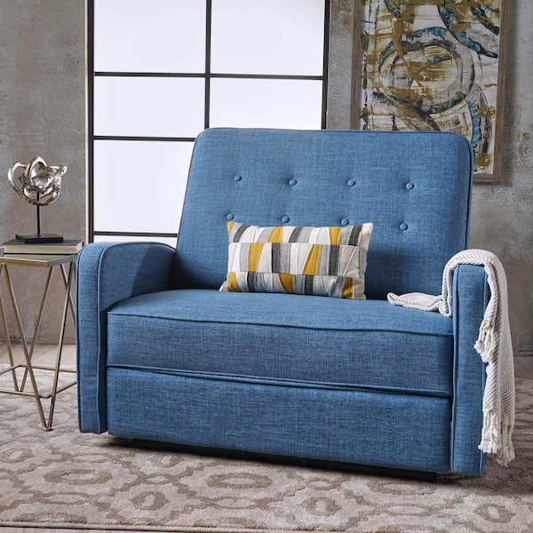 Blue Fabric Standard Recliner with Adjustable Backrest