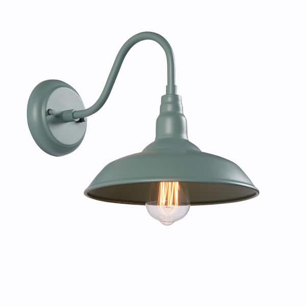 Bell Ridge 9.88 in. 1-Light Teal Hardwired Outdoor Wall Light Barn Sconce