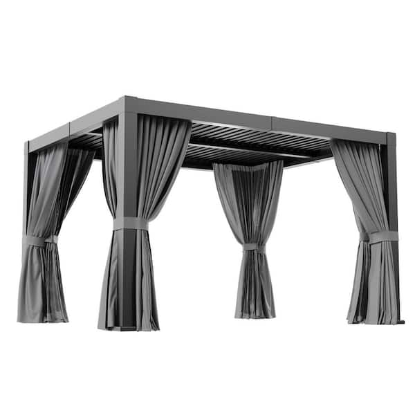 Sizzim 12 ft. W x 10 ft. D Hardtop Louvered Gazebo Pergolas with Adjustable Roof, Aluminum Frame for Patio
