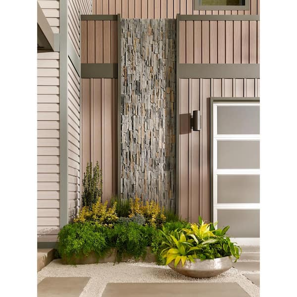 Independence 15 in. 2-Light Architectural Bronze Outdoor Hardwired Wall Cylinder Sconce with No Bulbs Included (1-Pack)