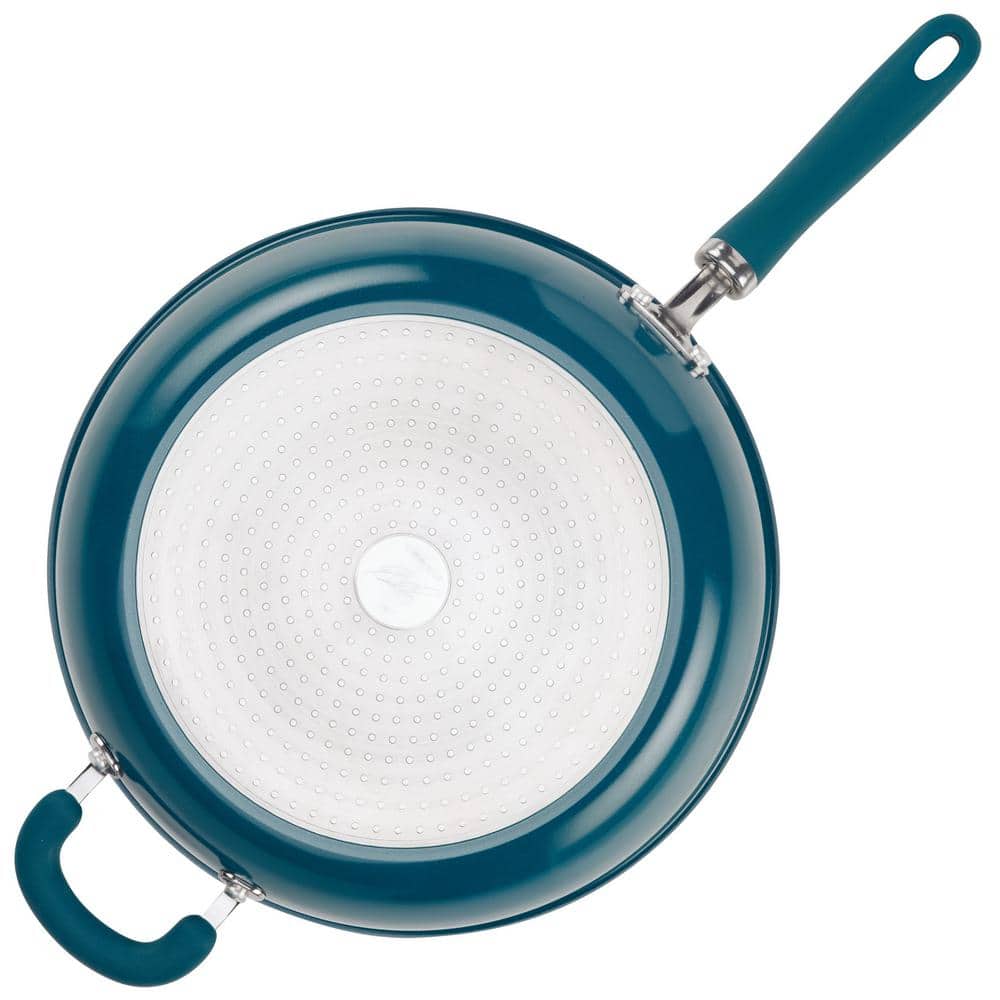 Teal Shimmer 12.5-Inch Aluminum Nonstick Deep Frying Pan