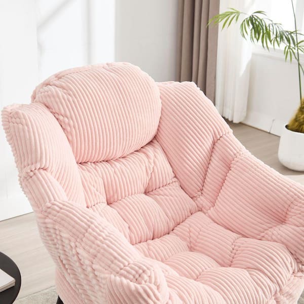 CSC DECOR INC Pink Lazy Chair with Ottoman Lounge Accent Chair