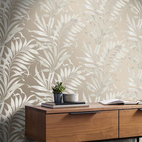 Yasuni Nude Cream Neutral Leaves Tropical Paste the Wall Wallpaper