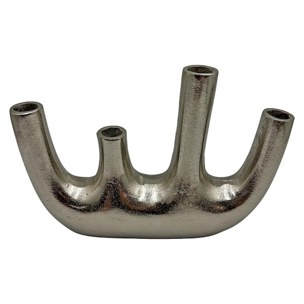 castellousa 13 in. Abstract 4-fingers Decorative Metal Sculpture in Nickel
