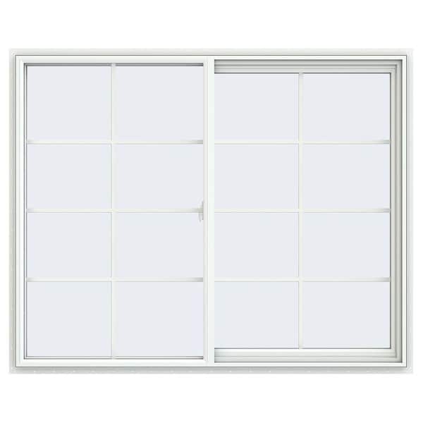 59.5 in. x 47.5 in. V-2500 Series White Vinyl Right-Handed Sliding Window with Colonial Grids/Grilles
