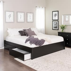 Select Black King 4-Post Platform Bed with 2-Drawers