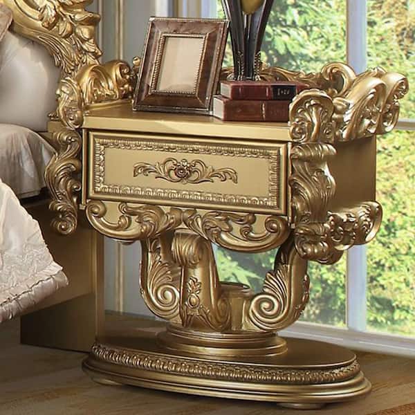Acme Furniture Bernadette 1-Drawer Gold Finish Nightstand 36 in. x 24 in. x 32 in.