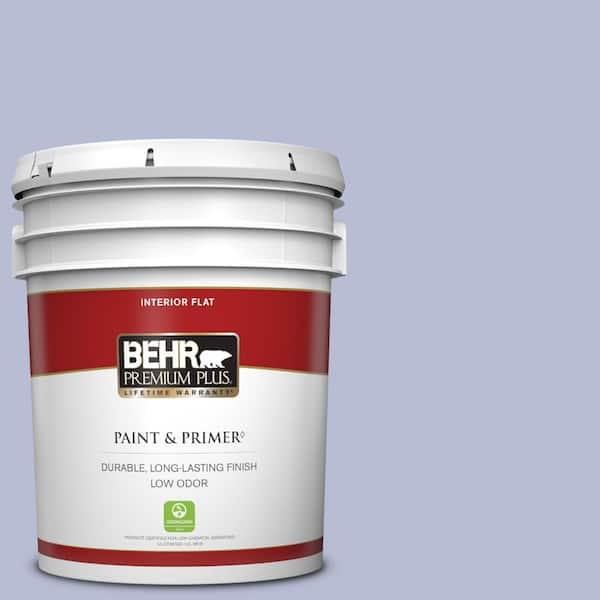 BEHR PREMIUM PLUS 5 gal. #S540-2 Violet Vision Flat Low Odor Interior Paint & Primer