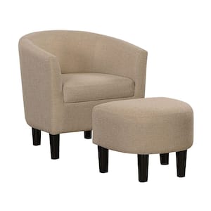 Take a Seat Churchill Tan Fabric Accent Chair with Ottoman